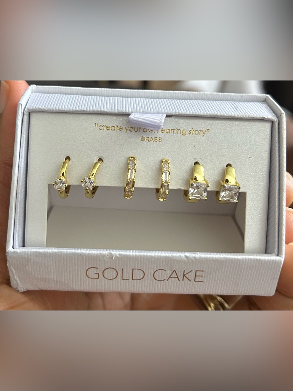 Gold-Tone Crystal Earring Trio Set by Gold Cake - Sparkling Gold Earrings